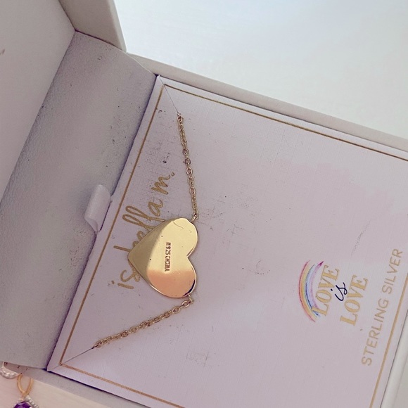 Brand New Isabella M. Gold over Sterling Silver Rainbow heart gem 🌈 Necklace - Picture 5 of 5